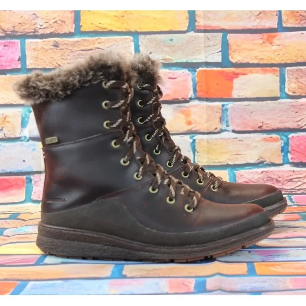 Merrell Tremblant Ezra Lace Espresso Womens Sz 6.5 Waterproof Lined Boots J95306